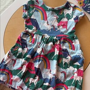 Boden Unicorn Rainbow Kids Dress with pockets